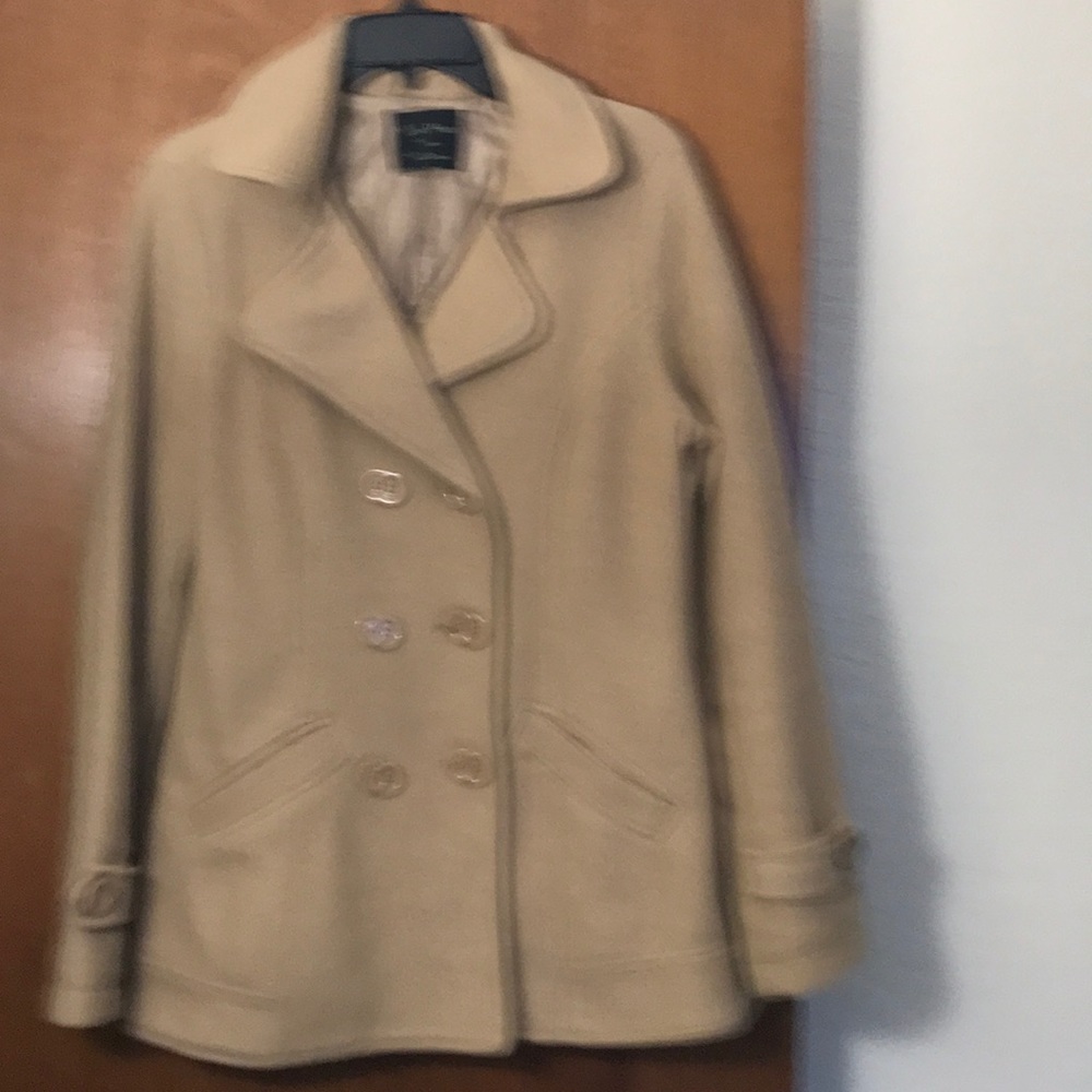 Faux Cashmere Tan Pea Coat - Picture 2 of 5
